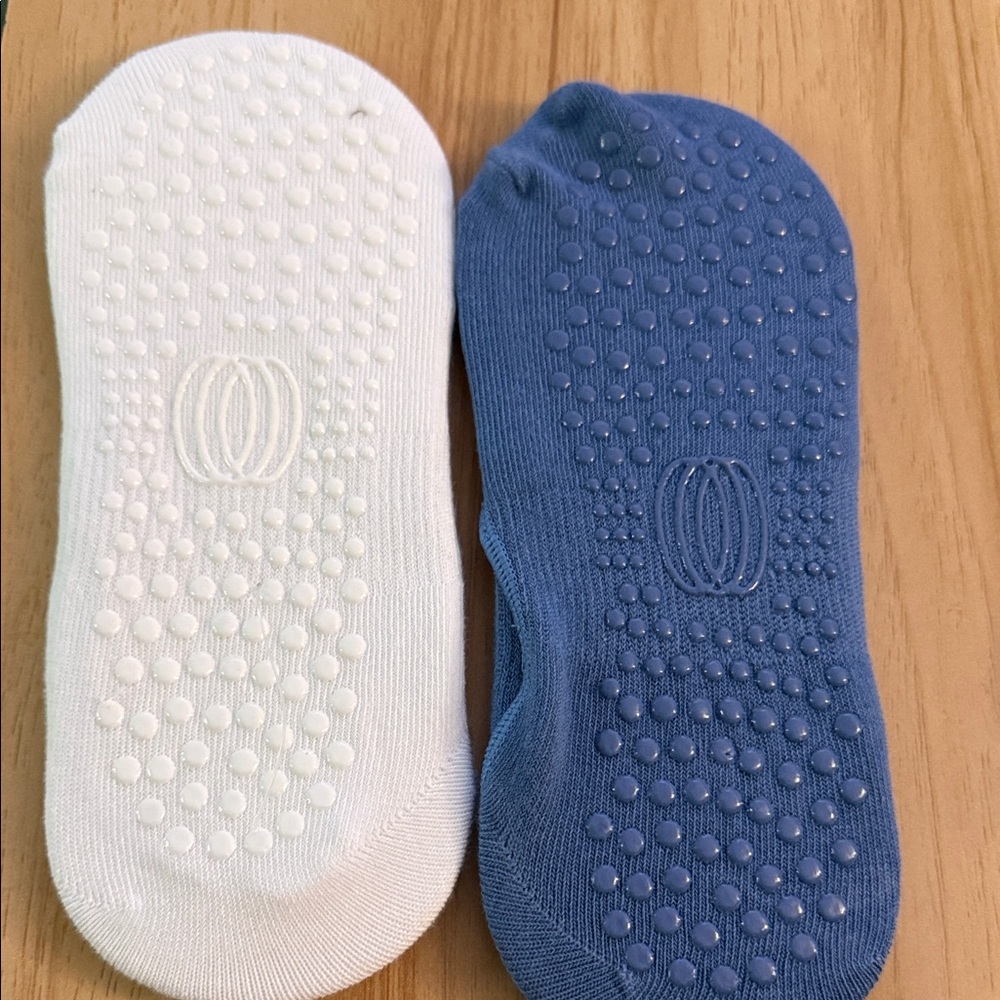 Balance Collection White and Blue Grip Socks